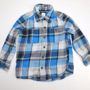 Oshkosh B'gosh Boys 4T Blue Plaid Flannel Shirt